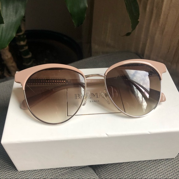 Balmain Accessories - BALMAIN Beige and Gold Sunglasses